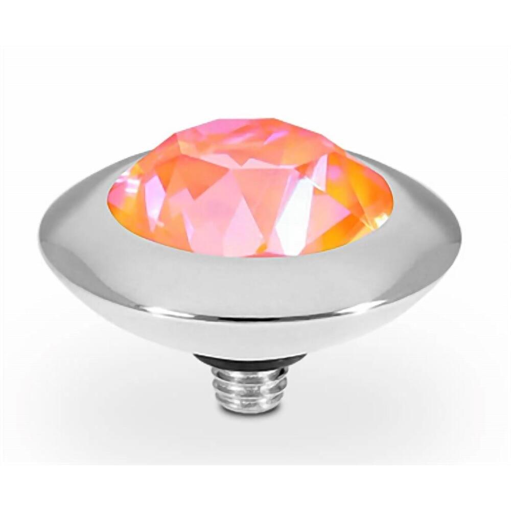 NEW QUDO women's tondo 13mm jewelry topper in orange glow delight silver